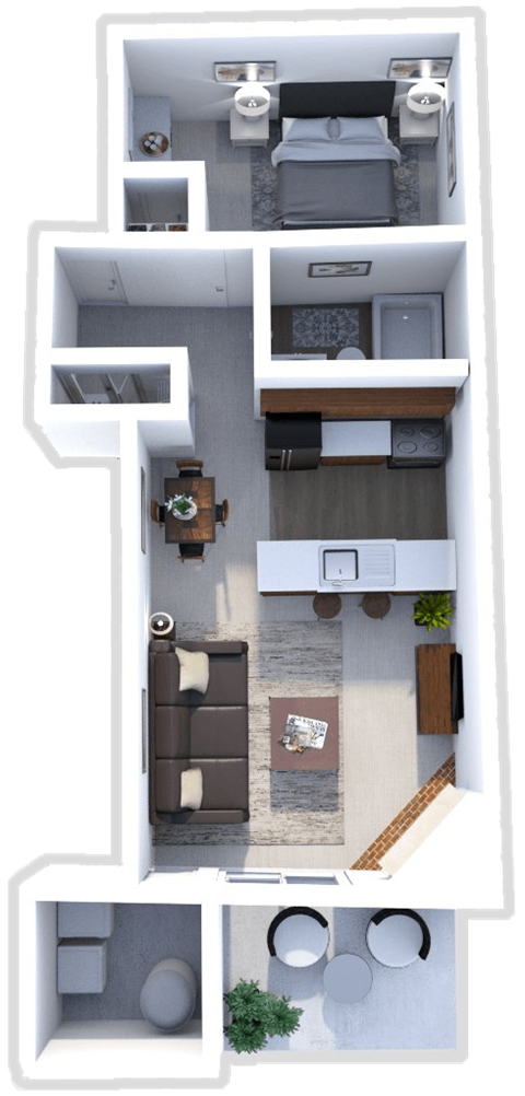 One bedroom, one bath